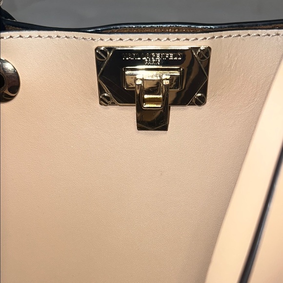 NWOT Karl Lagerfeld Pale Pink Tote with Studs and Structured Design - Picture 3 of 11